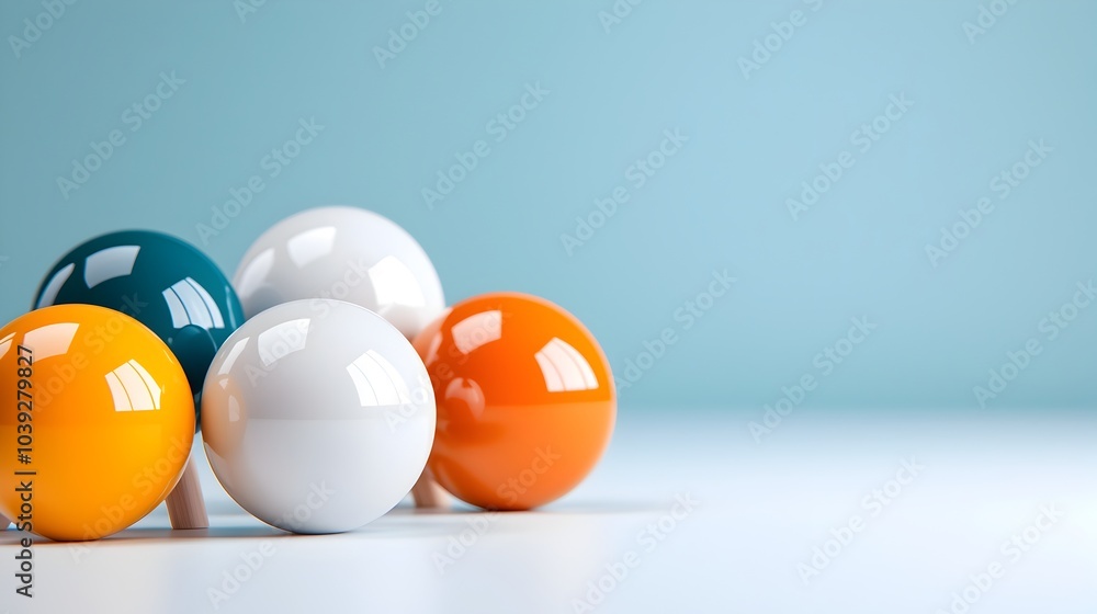 Poster captivating 3d gradient spheres in soothing pastel hues featuring seamless transitions and a soft di