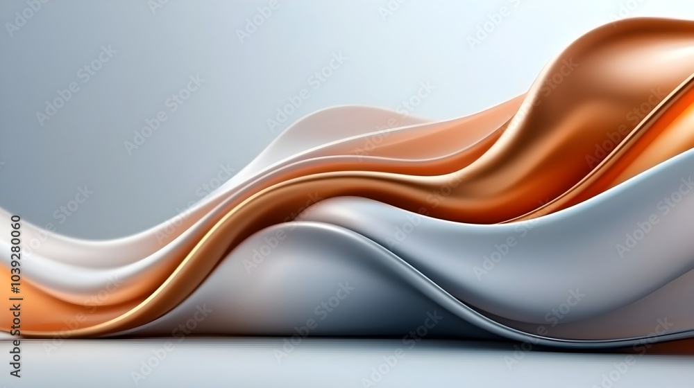 Poster luxurious 3d metallic textures featuring smooth flowing curves and sharp glimmering highlights that 
