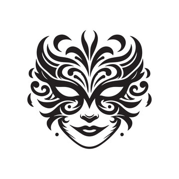 recommend clip art: Joker Mask Silhouette Vector Illustration - High-Quality Graphic Design Asset