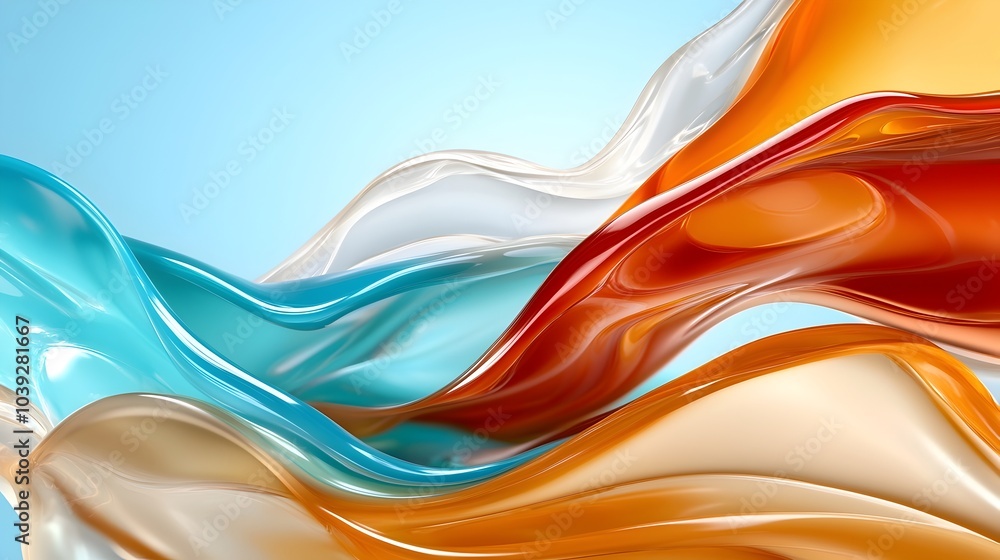 Poster mesmerizing abstract 3d liquid glass texture featuring a dynamic and fluid composition of transparen