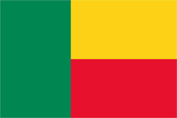 Fototapeta premium Benin official flag vector with standard size and proportion. National flag emblem with accurate size and colors.