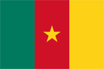Cameroon official flag vector with standard size and proportion. National flag emblem with accurate size and colors.
