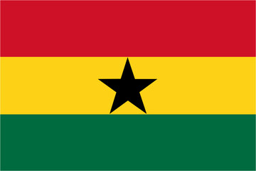 Ghana official flag vector with standard size and proportion. National flag emblem with accurate size and colors.