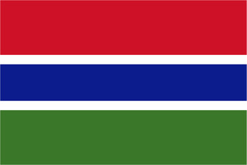 Gambia official flag vector with standard size and proportion. National flag emblem with accurate size and colors.