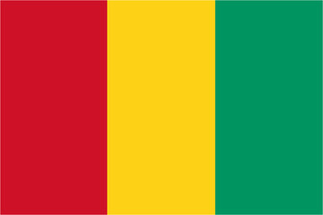 Guinea official flag vector with standard size and proportion. National flag emblem with accurate size and colors.