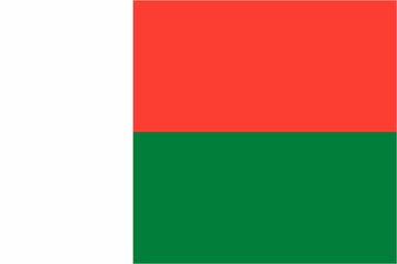 Obraz premium Madagascar official flag vector with standard size and proportion. National flag emblem with accurate size and colors.