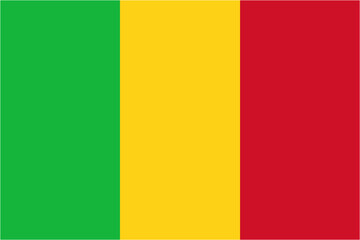 Mali official flag vector with standard size and proportion. National flag emblem with accurate size and colors.
