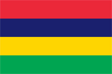Fototapeta premium Mauritius official flag vector with standard size and proportion. National flag emblem with accurate size and colors.