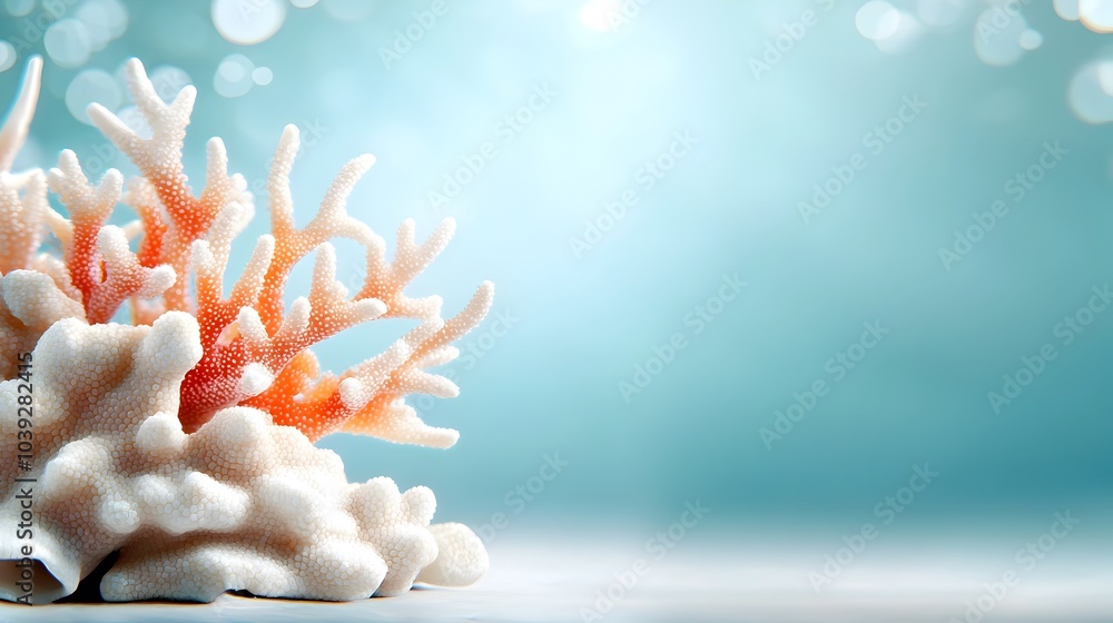 Poster exquisite 3d textural rendering of a lush vibrant coral reef formation with intricate branching stru