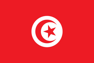 Tunisia official flag vector with standard size and proportion. National flag emblem with accurate size and colors.