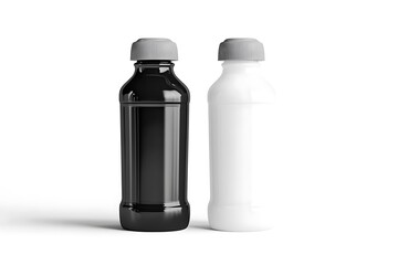 Black and white plastic sport bottle mockup  front view  isolated  3d rendering