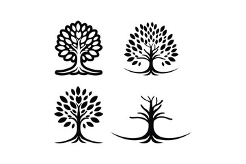 Tree icon logo design template isolated illustration set