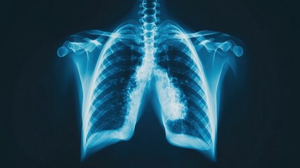 Highly Detailed and Focused X Ray Image of the Human Lungs Used by Medical Professionals to Diagnose Respiratory Issues Such as Pneumonia and Other Pulmonary Diseases