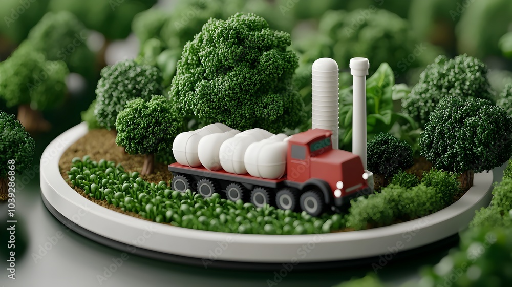 Poster futuristic 3d showcasing advanced precision farming technology featuring efficient irrigation system