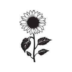 Sunflower flower outline illustration coloring book page design, Sunflower flower black and white line art drawing coloring book pages for children and adults