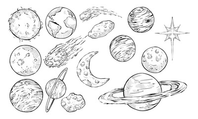 space planet handdrawn collection