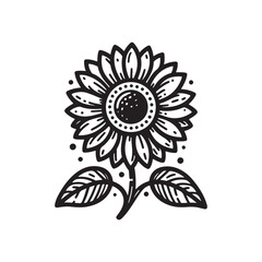 Sunflower flower outline illustration coloring book page design, Sunflower flower black and white line art drawing coloring book pages for children and adults