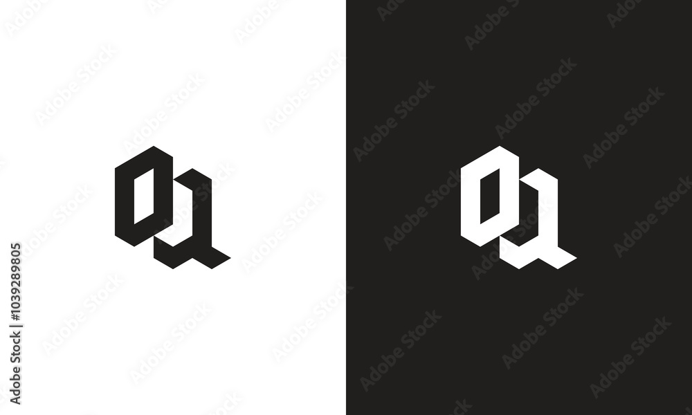 Wall mural oq logo, monogram unique logo, black and white logo, premium elegant logo, letter oq vector