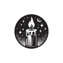 Candle silhouette vector art style illustration
