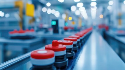 Obraz premium A high tech factory showcasing an automated production process for manufacturing precision metal and steel components The facility features advanced machinery robotic systems