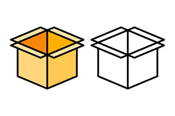 Package box icon object cartoon, sticker flat vector