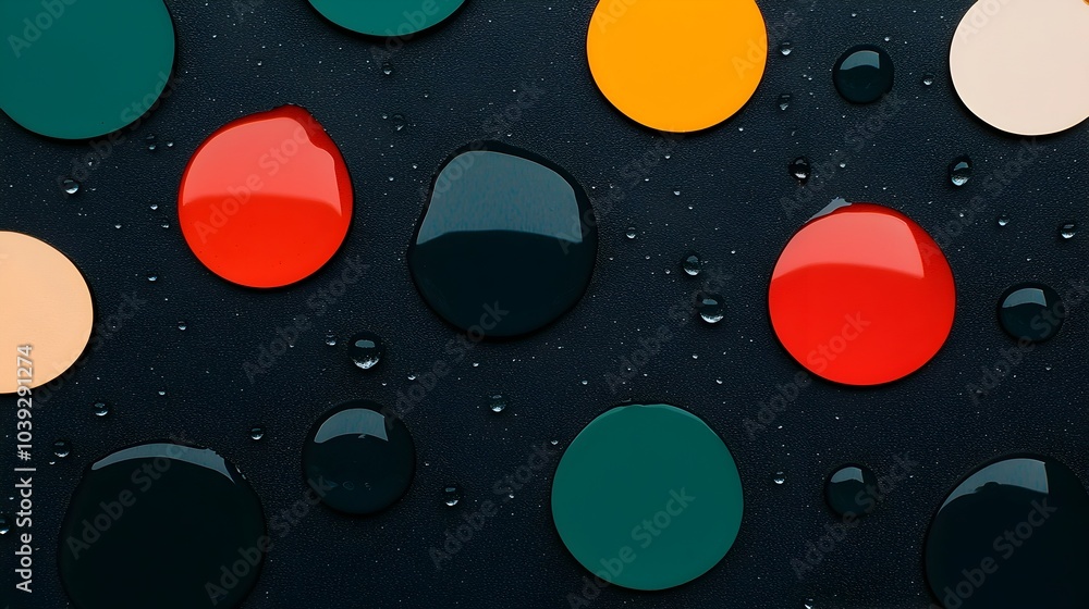 Aufkleber raindrops clinging to the metallic surface of a car s roof creating a mesmerizing display of colorfu