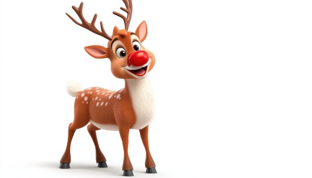 3D Rudolph the reindeer model, presented isolated on a white background.