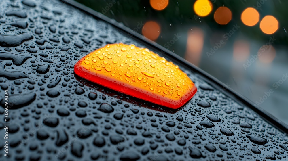 Aufkleber shimmering raindrops elegantly gliding down the side of a car creating a mesmerizing visual against 