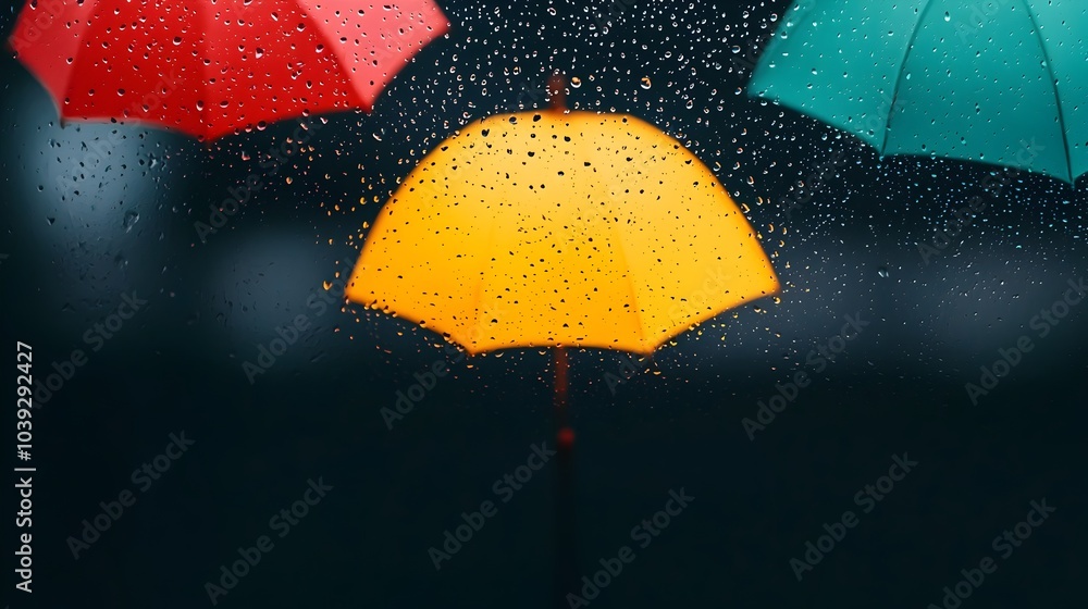 Aufkleber mesmerizing raindrops clinging to the surface of a car window with colorful and shimmering city ligh