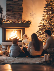 New Year's Eve Moments: Families, Couples, Teenagers, and Business Professionals Celebrating Together with Fireworks, Festive Dinners, Gift Exchanges, and Winter Scenes