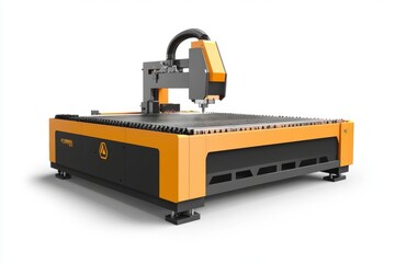 Fototapeta premium This high-tech machine is perfect for precise cuts and designs. It features a sleek orange and black style. A must-have for makers and hobbyists. Generative AI