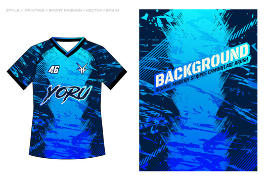 sublimation jersey design black blue grunge scratch stripes pattern sports vector background soccer football running cycling basketball team wear abstract vector