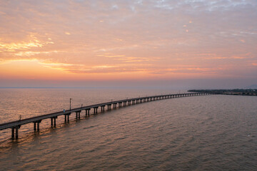 Fototapeta premium Floating train on Pa Sak Cholasit Dam is the unseen trip in Lopburi : Thailand