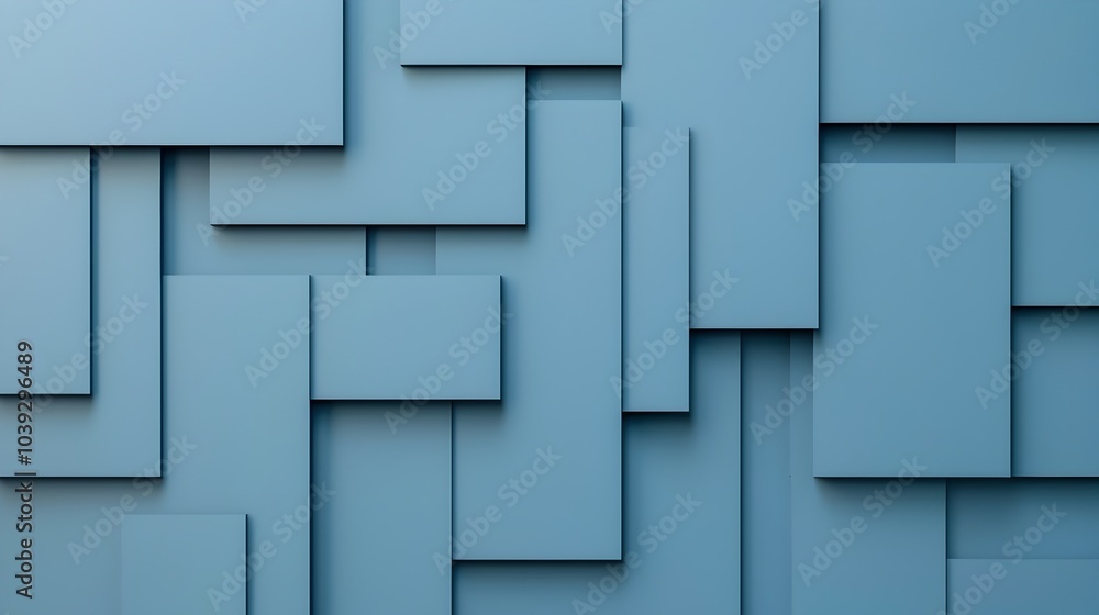 Aufkleber minimalist blue abstract background with futuristic geometric shapes soft shadows and a clean elegan