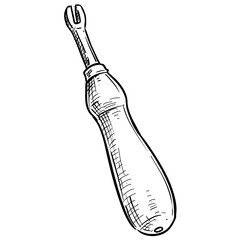 leather edge skiving tools handdrawn illustration
