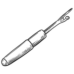 seam ripper handdrawn illustration