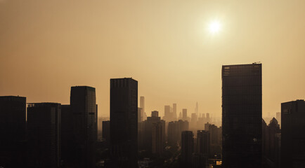 Naklejka premium Shenzhen ,China - April 13 2024: Aerial vuew of landscape in shenzhen city, China
