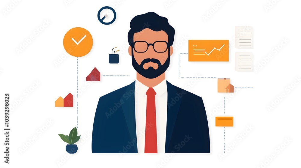 Poster cutting edge business workflow infographic with a contemporary art inspired design highlighting step