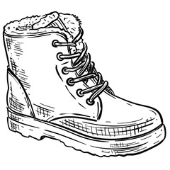 winter boots handdrawn illustration