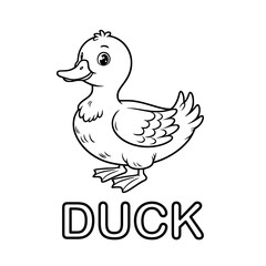 Cute outline drawing of a duck on a white background. vector illustration for a coloring book.