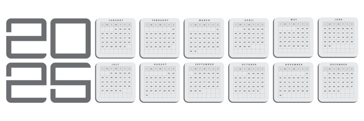 GRAY SIMPLE 2025 CALENDAR