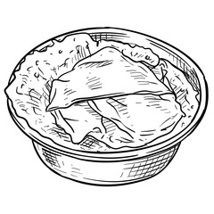 laundry bucket handdrawn illustration