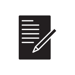 Document with pen icon Flat line illustration