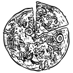 italian pizza handdrawn illustration