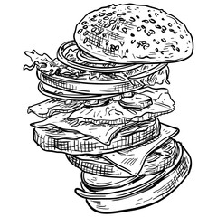burgers handdrawn illustration