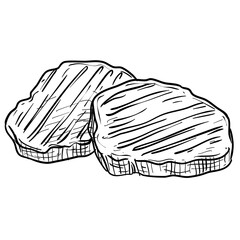 meat patty handdrawn illustration