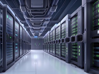 Naklejka premium server room with servers Server racks in server room data center server rack with servers 