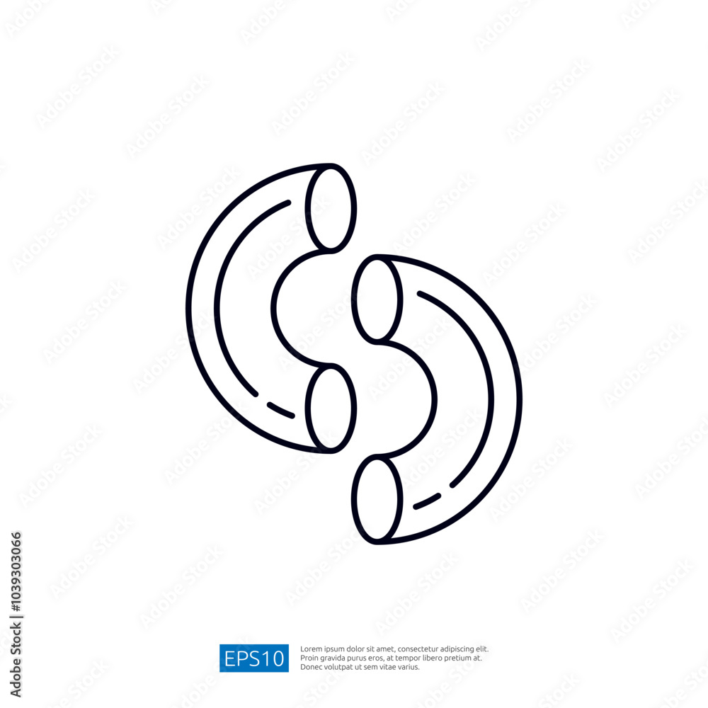 Poster the image depicts two interconnected curved pipes, symbolizing flow and connection in a simple, mini