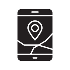 Phone map icon Flat line illustration