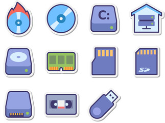 Set of Storage device icons